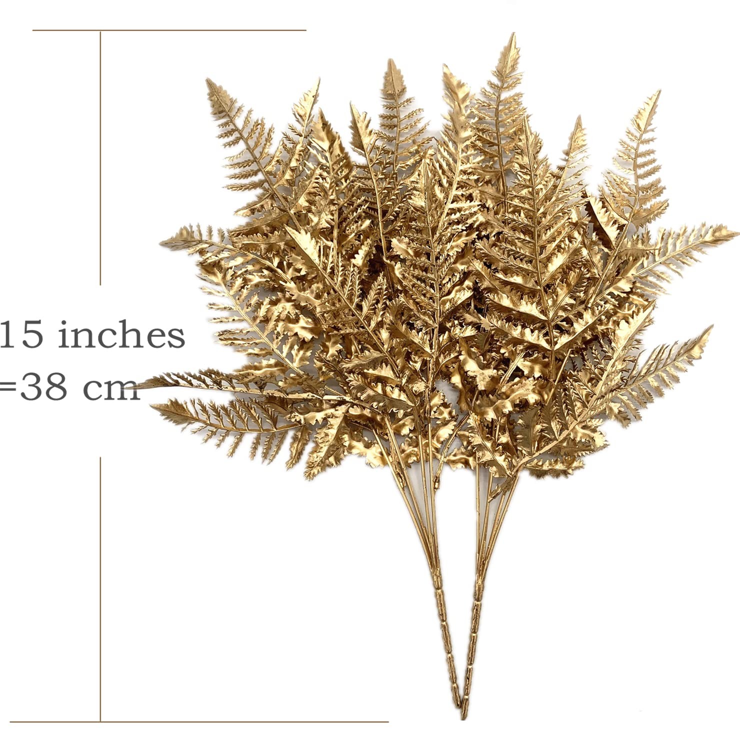 Artificial Golden Flowers Decoration, Plastic Grass Faux Boston Fake Fern Gol…