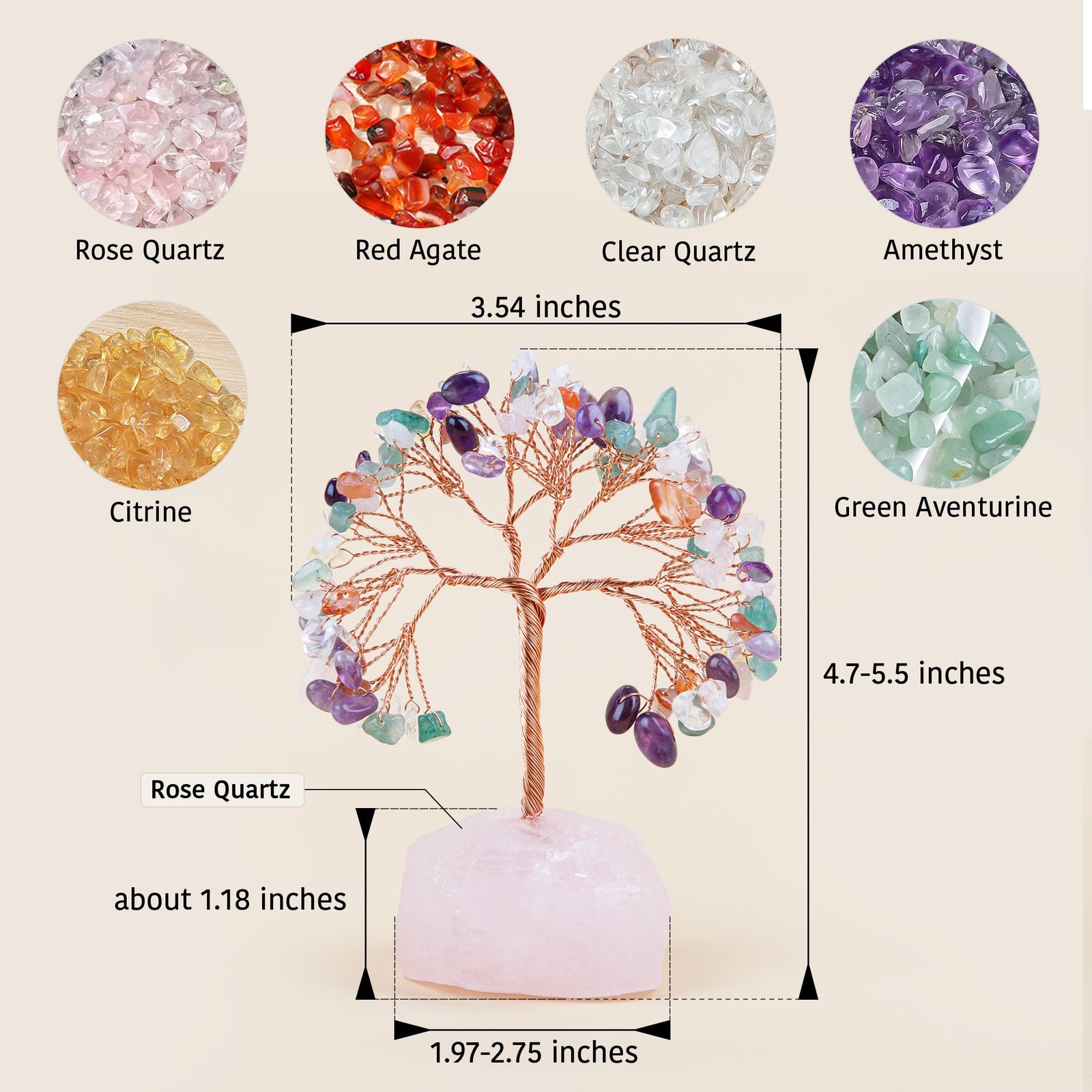 7 Chakra Healing Crystals Stones Tree of Life, Feng Shui Money Tree,Little Fa…