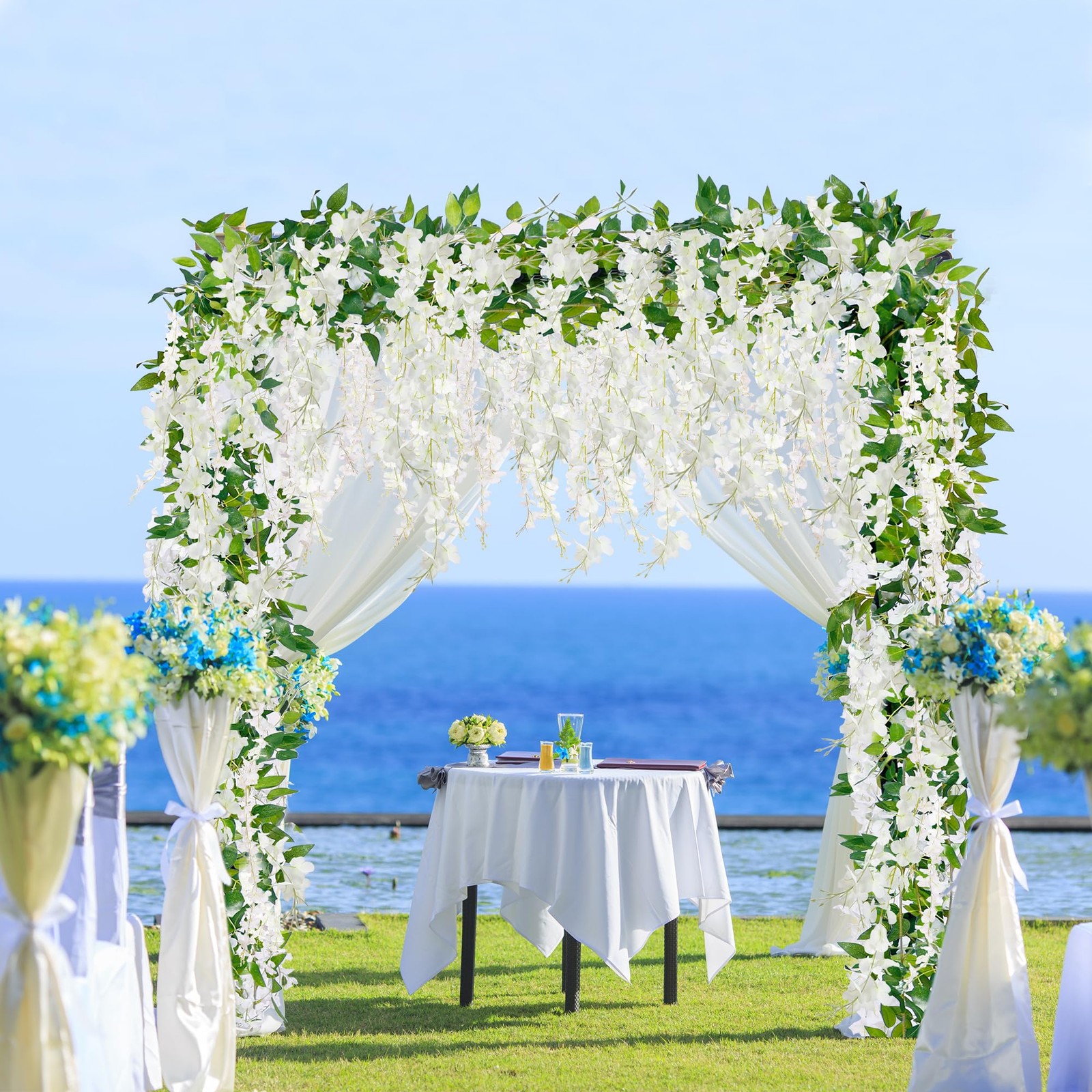 Sggvecsy 6Pcs Wisteria Garland Artificial Flowers Garland Fake Hanging Wister…