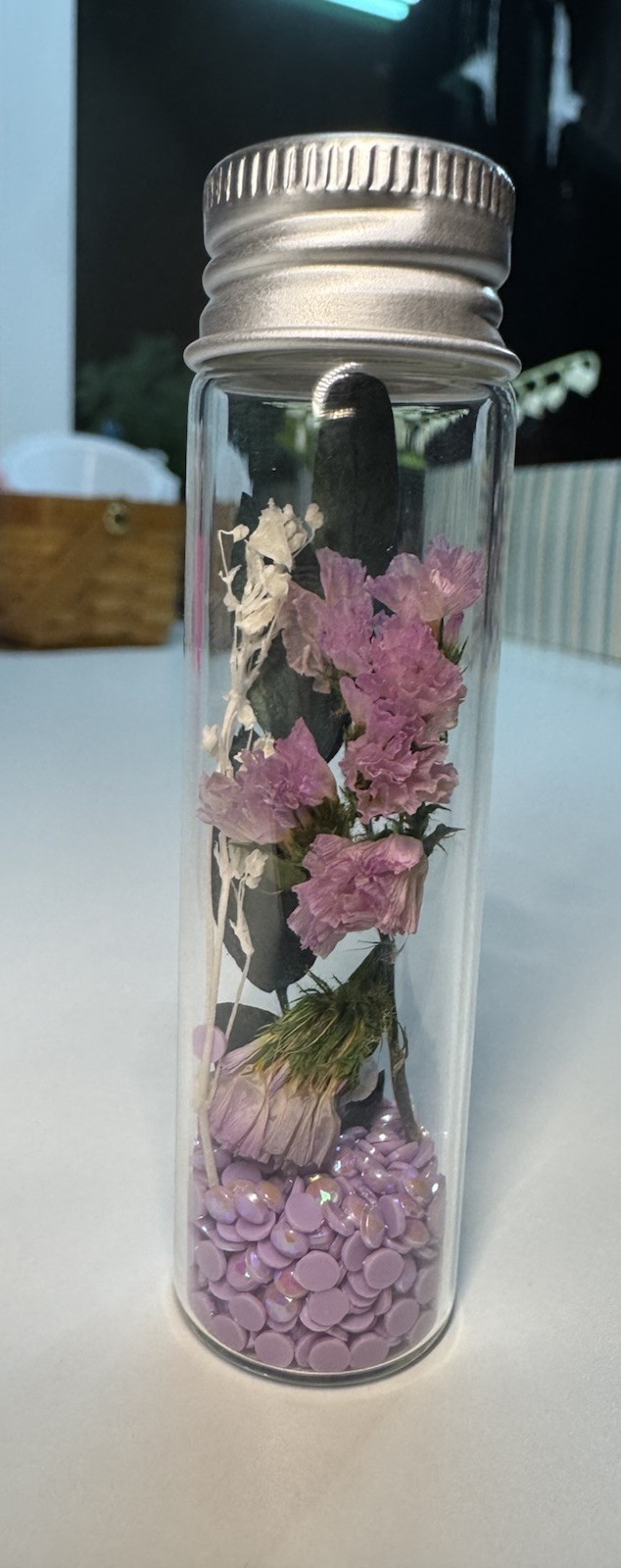 Dried lavender flower With A Touch Of White Dried Flower And Eucalyptus Leaf