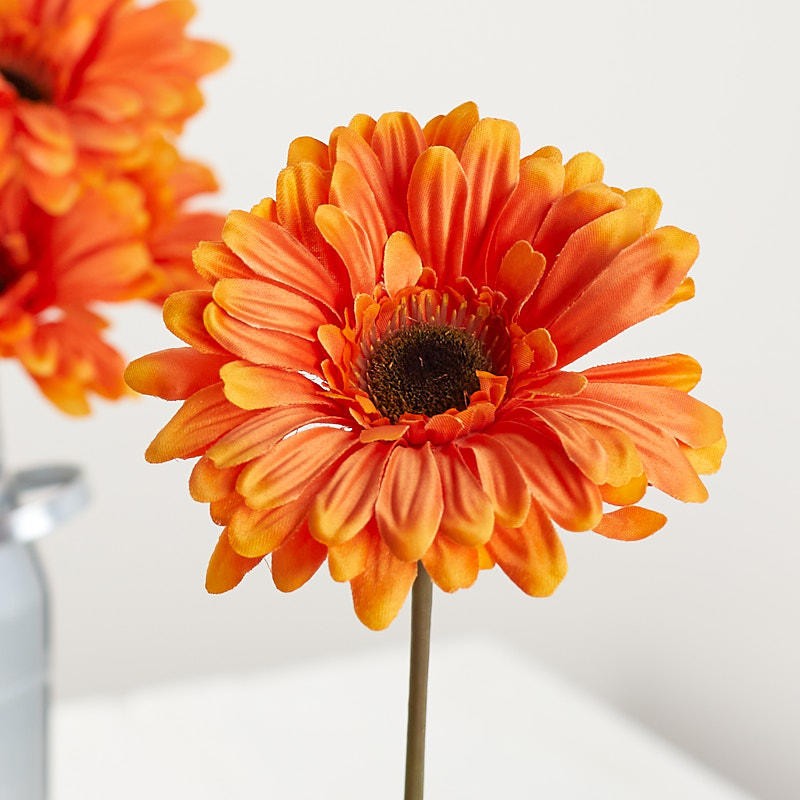 Package of 12 Realistic Variegated Orange Artificial Polysilk Gerbera Daisy