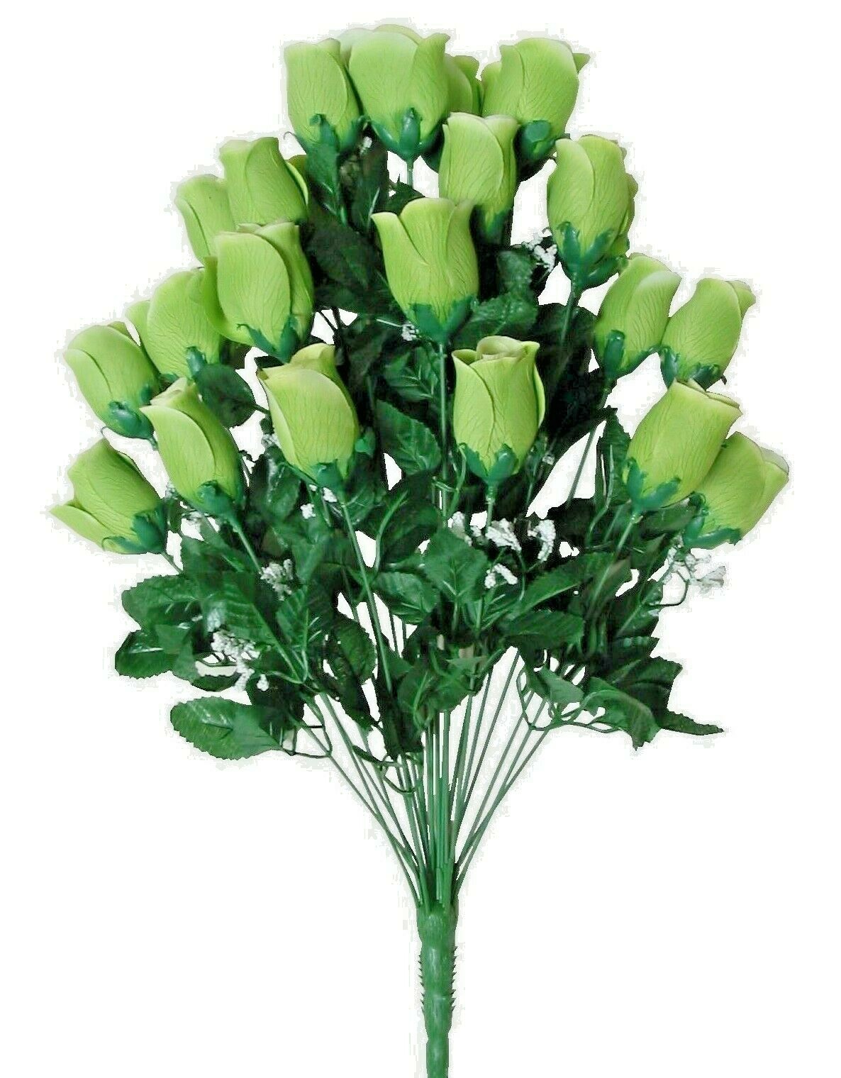 (24-Bloom) Green Rose 22″ Large Bush Microfiber Silk Flower Home Outdoor Decor