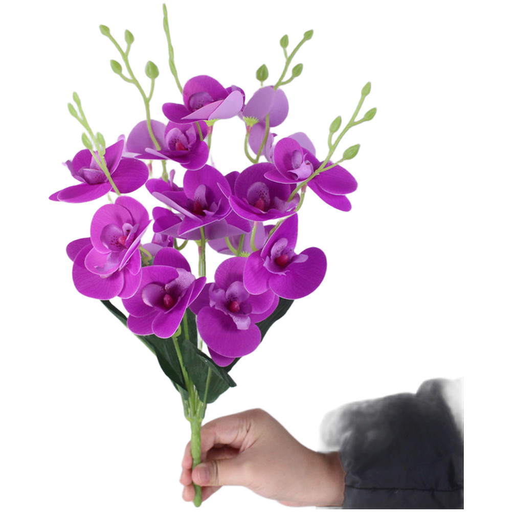 20 Heads Phalaenopsis Artificial Orchid 43cm Stem 3D Printed PU for Home Use