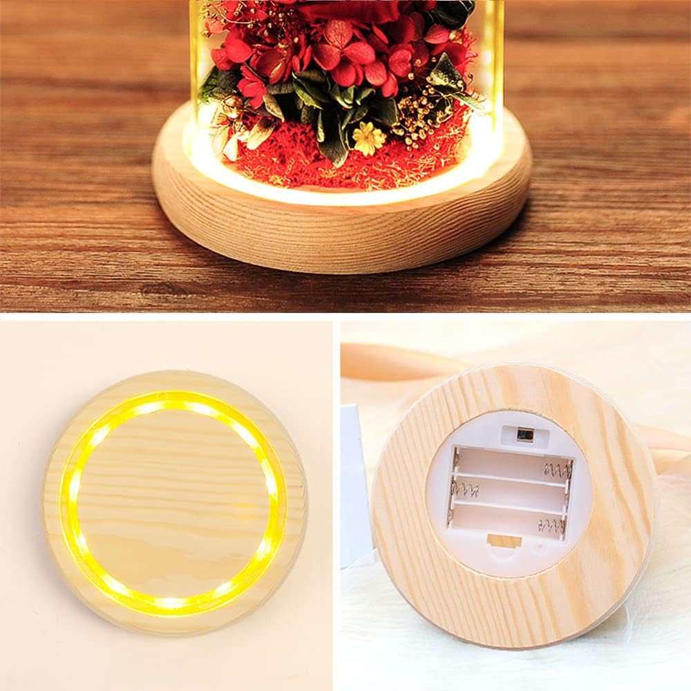 Eternal Rose Gift Set in Glass Dome – Red | Preserved Rose with LED Light | Vale