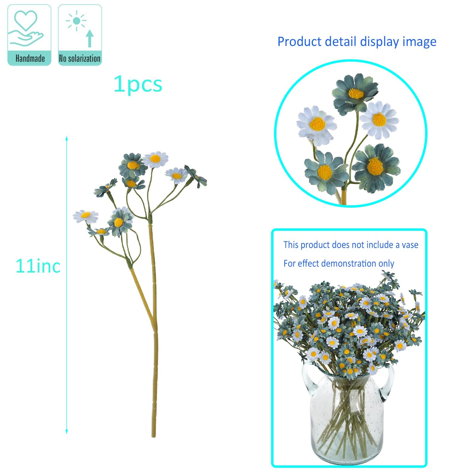 24pcs Small Daisy Artificial Flowers Faux Silk Daisies Flowers Spring Fake Wi…