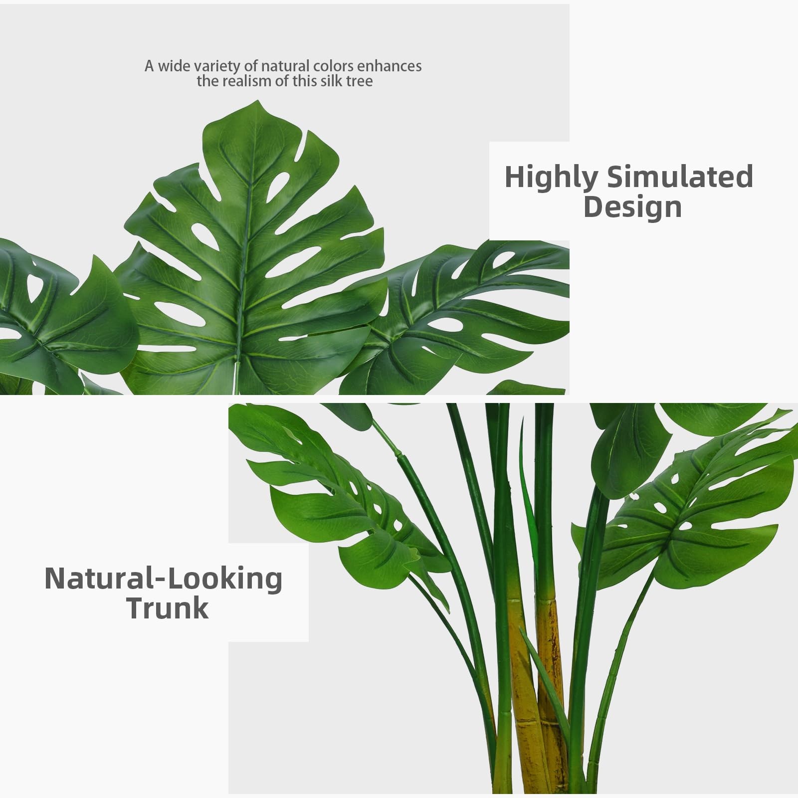 Artificial Monstera Deliciosa Plant 5FT Faux Tropical Palm Tree with White T…