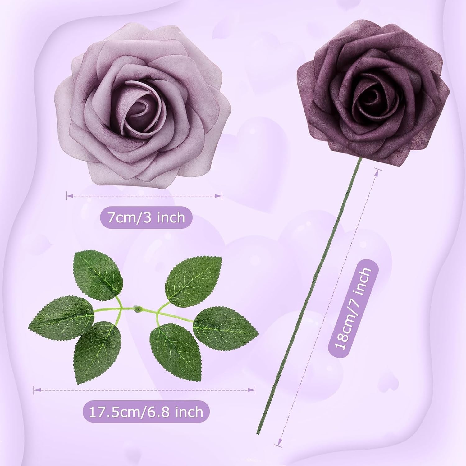Artificial Foam Rose Flower Faux Rose Flower with Stems for DIY Wedding Bouquets