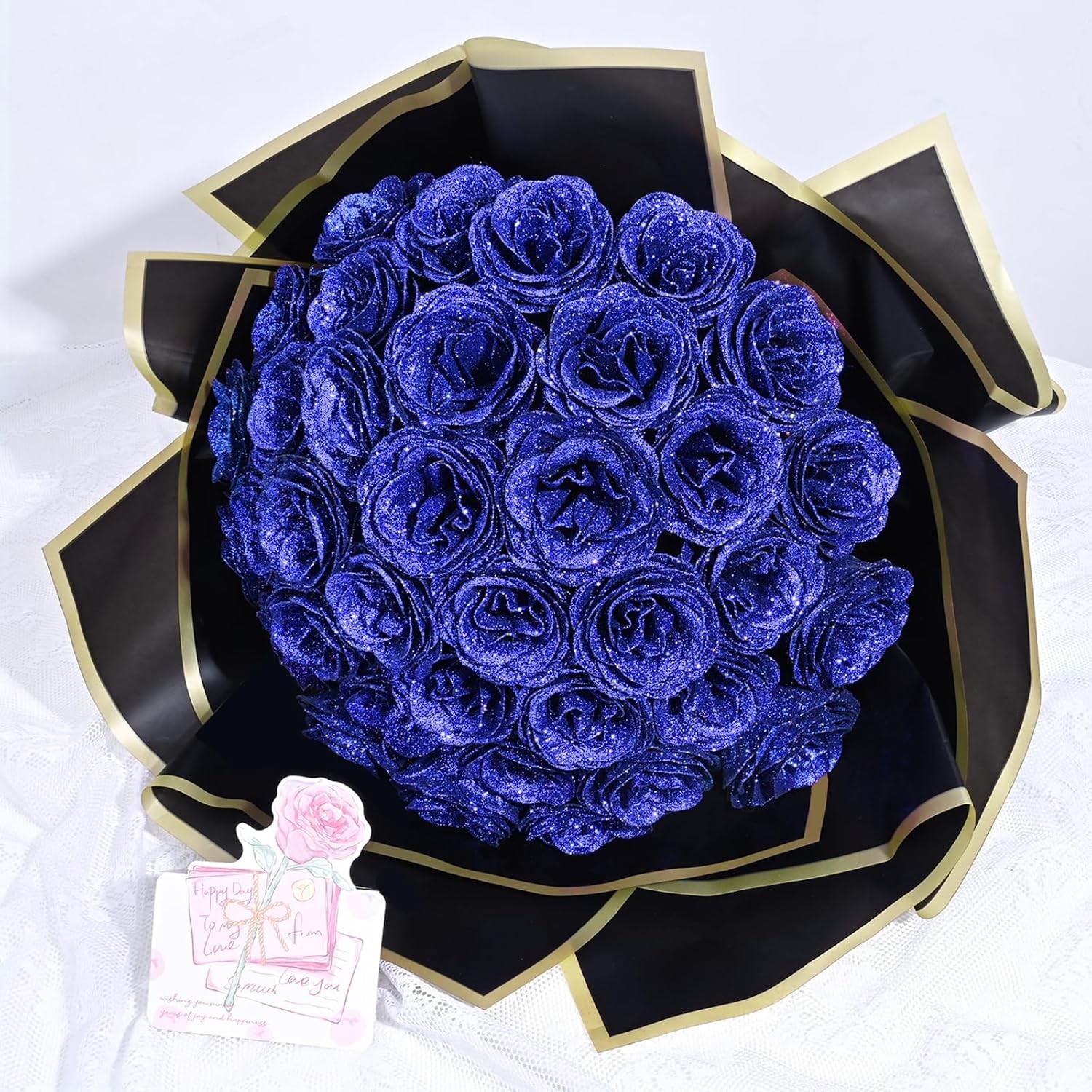 Glitter Roses Bouquet, DIY Fake Glitter Flowers Bouquet, Everlasting Shiny Ar…