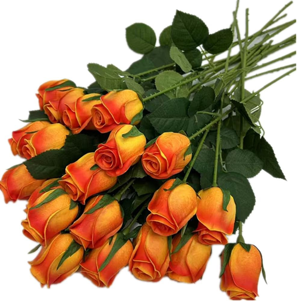 20Pcs Lifelike Orange Foam Roses for Wedding Decor & DIY Arrangements