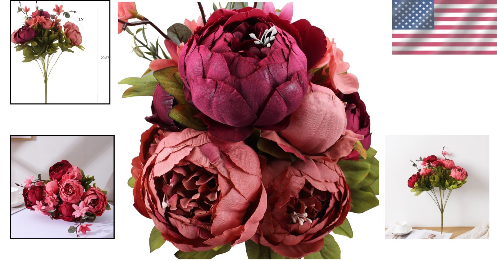 Vibrant Artificial Peony Bouquet – Perfect for Weddings & Custom Arrangements