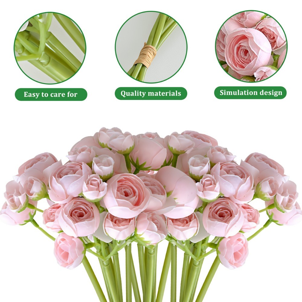 18Pcs Ranunculus Artificial Flowers Fake Wedding Flowers DIY Bouquets Home Decor