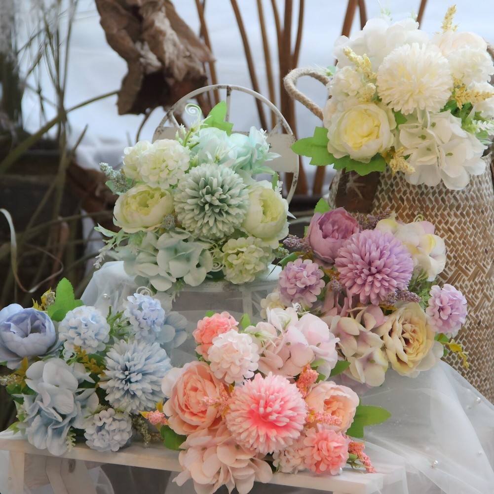Nordic Style Artificial Silk Flower Bouquet for Wedding Home Decoration