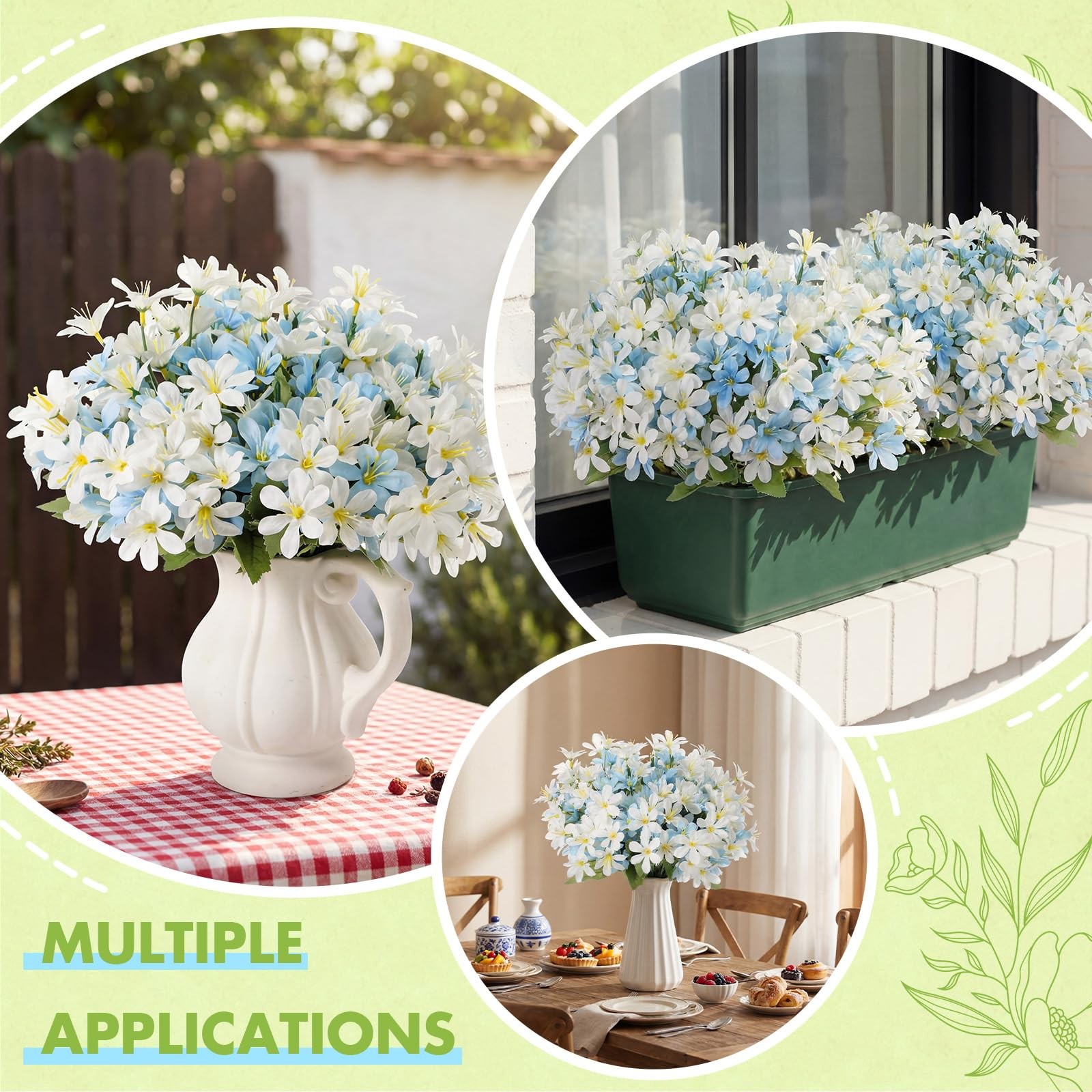 10 Bundles Artificial Lilies Silk Flowers for Front Door Outdoor, 200 Total H…