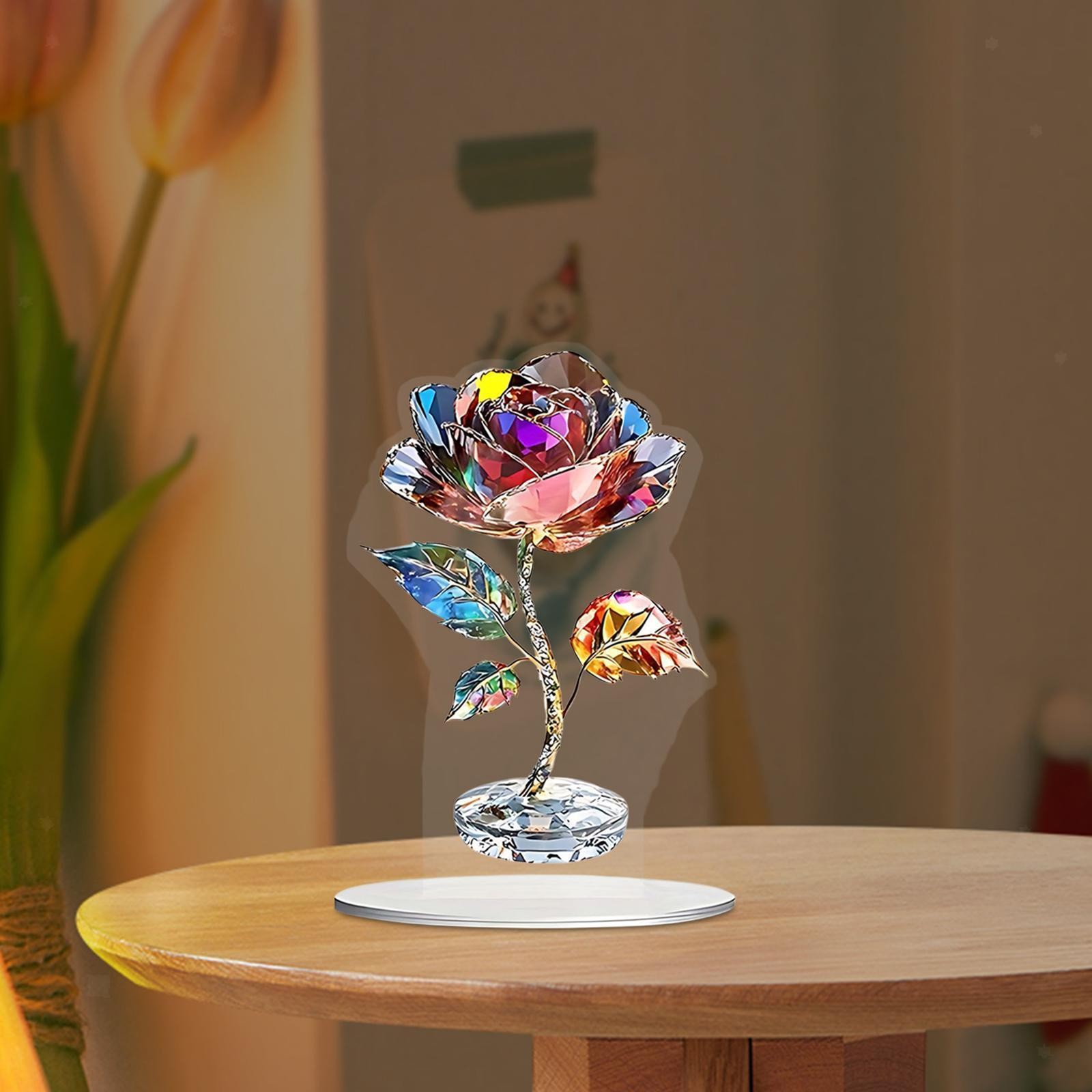 2D Acrylic Rose Decoration Desktop Ornament Home Decoration Artwork Craft