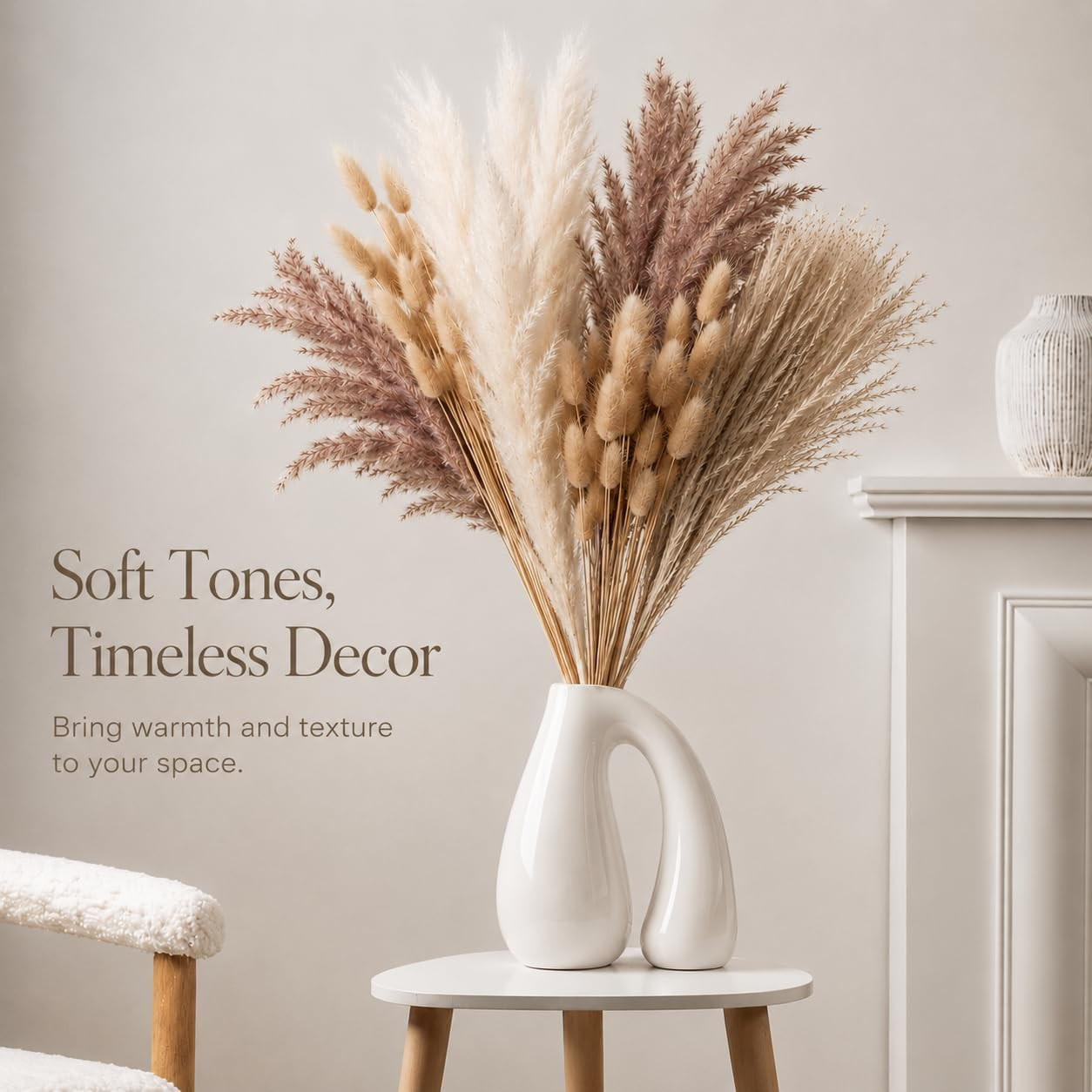 Dried Pampas Grass 100 Stems, Bunny Tails Boho Wedding Decor | 100 Mixed Stems