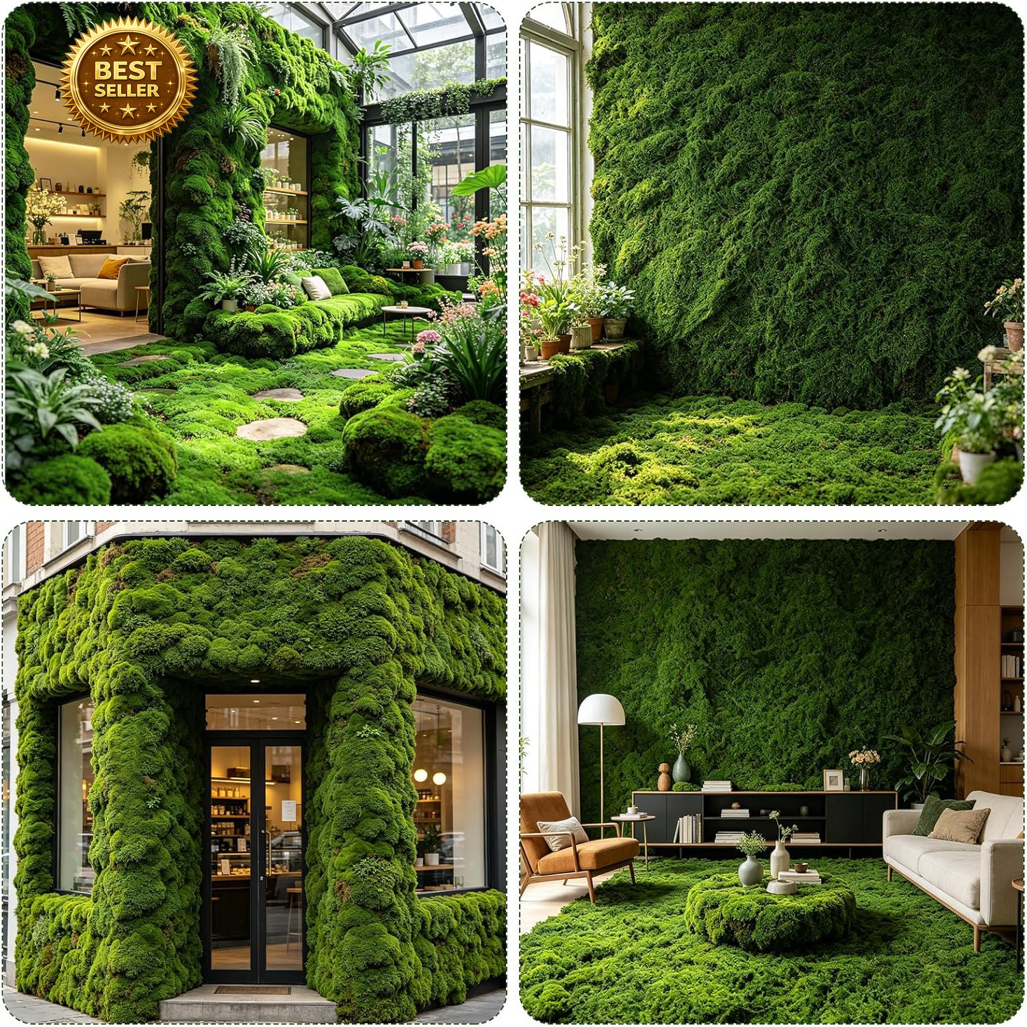 2PCS Artificial Moss Mat 39×78 Fake Moss Sheet Green Roll Garden Wedding Decor