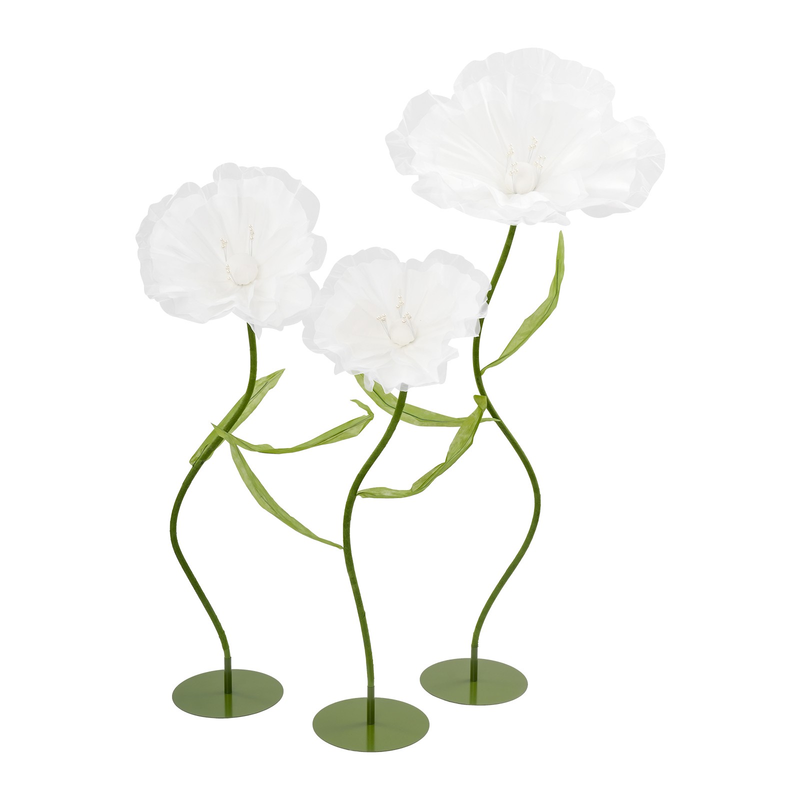 3 Pack Artificial Flower Arrangements, White Yarn EVA Foam, 39-55 Inch Tall