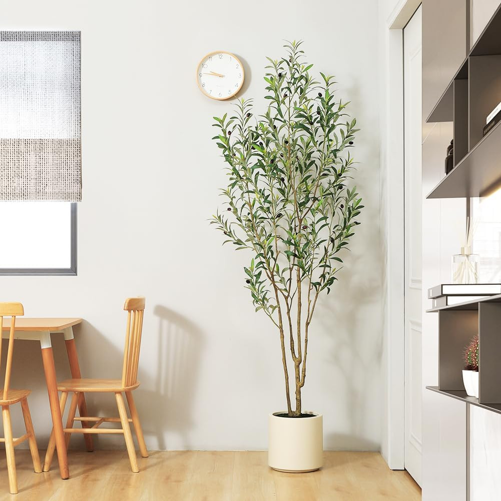 Artificial Olive Trees, 7 ft Tall Fake Olive Trees for Indoor | Faux Olive Silk
