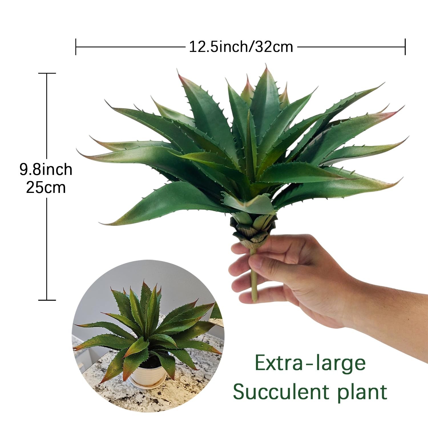TETOU 12.5 Inch Artificial Aloe Plant – Large Faux Succulents (Unpotted), Rea…