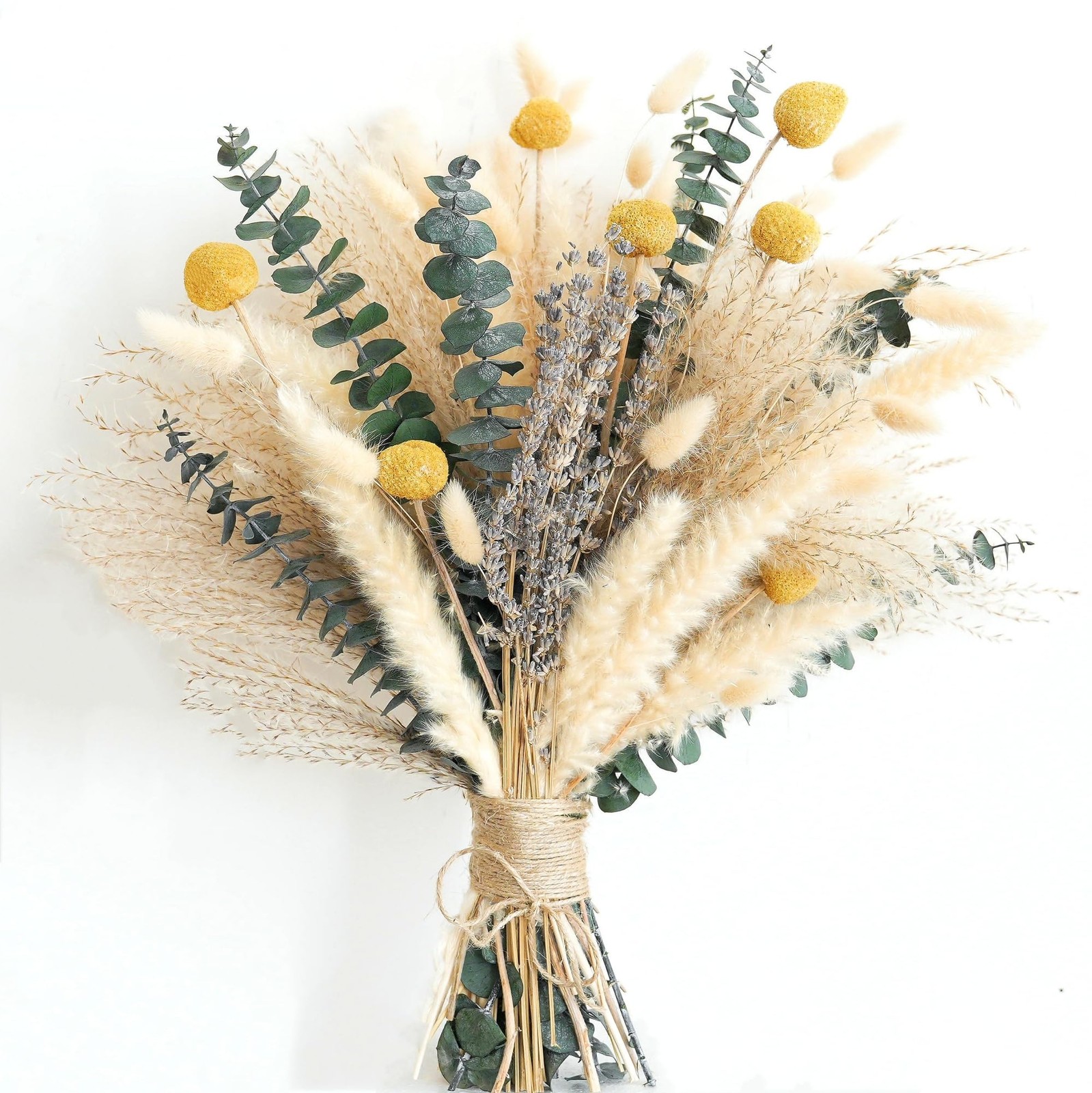 Dried Pampas Grass Bouquet – Boho Decor for Home, Vase Brown