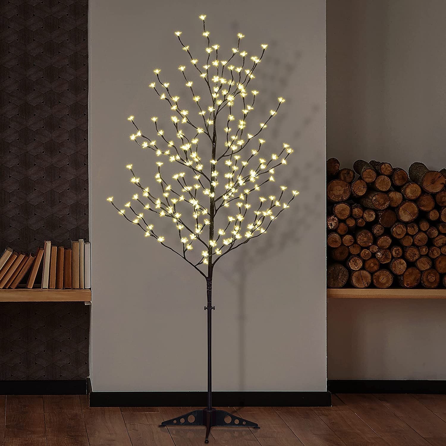 LIGHTSHARE 6.5 feet 208L LED Lighted Cherry Blossom Tree, 6FT, Warm White