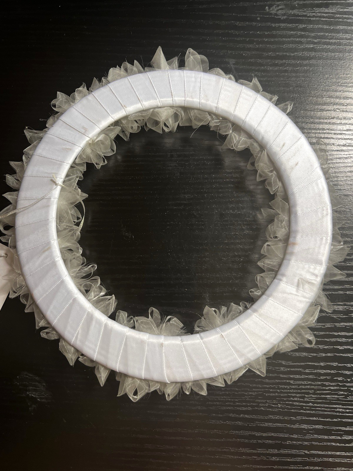 8 Inch Artificial White Flower and Pearl Wreath Bridal Floral Ornament