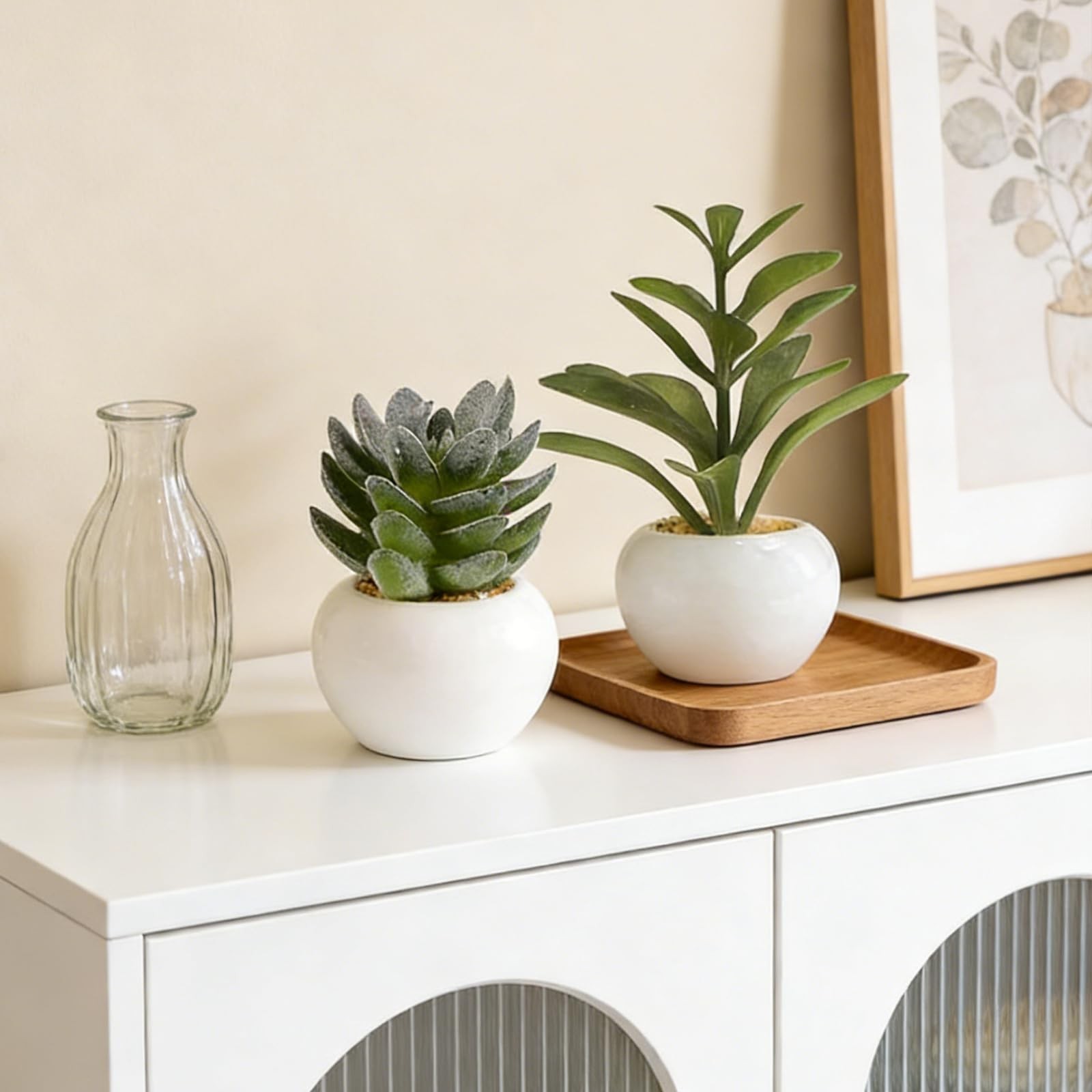 6 Pcs Artificial Succulents in Ceramic Pots Small Fake Plants