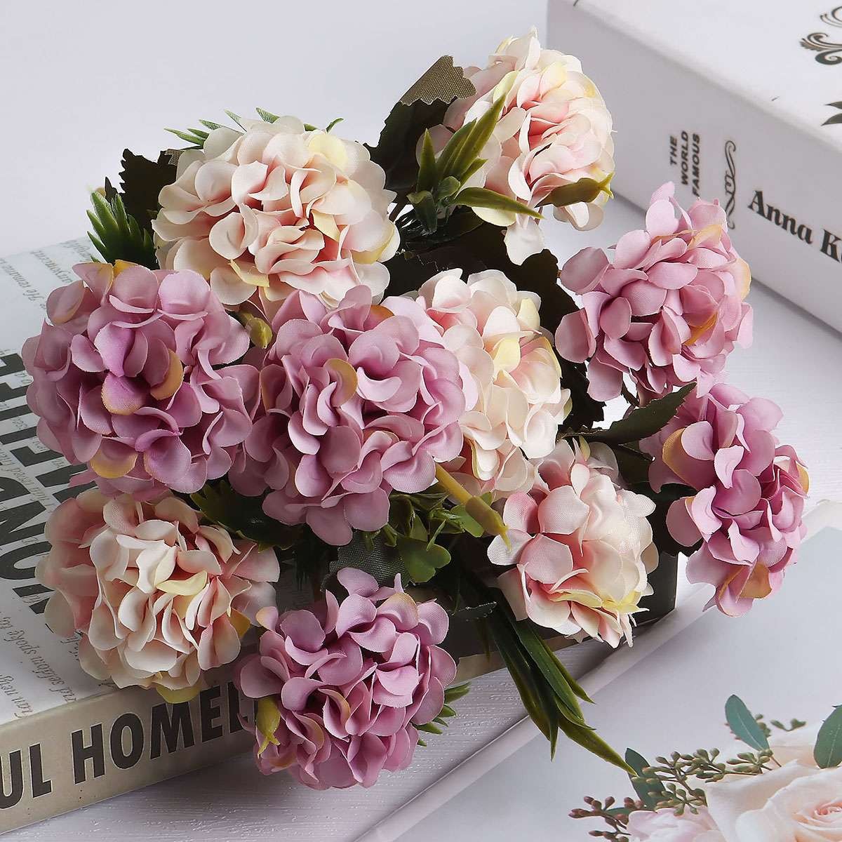 10 Heads Artificial Hydrangea Flower Bouquet Plants Home Wedding Decor
