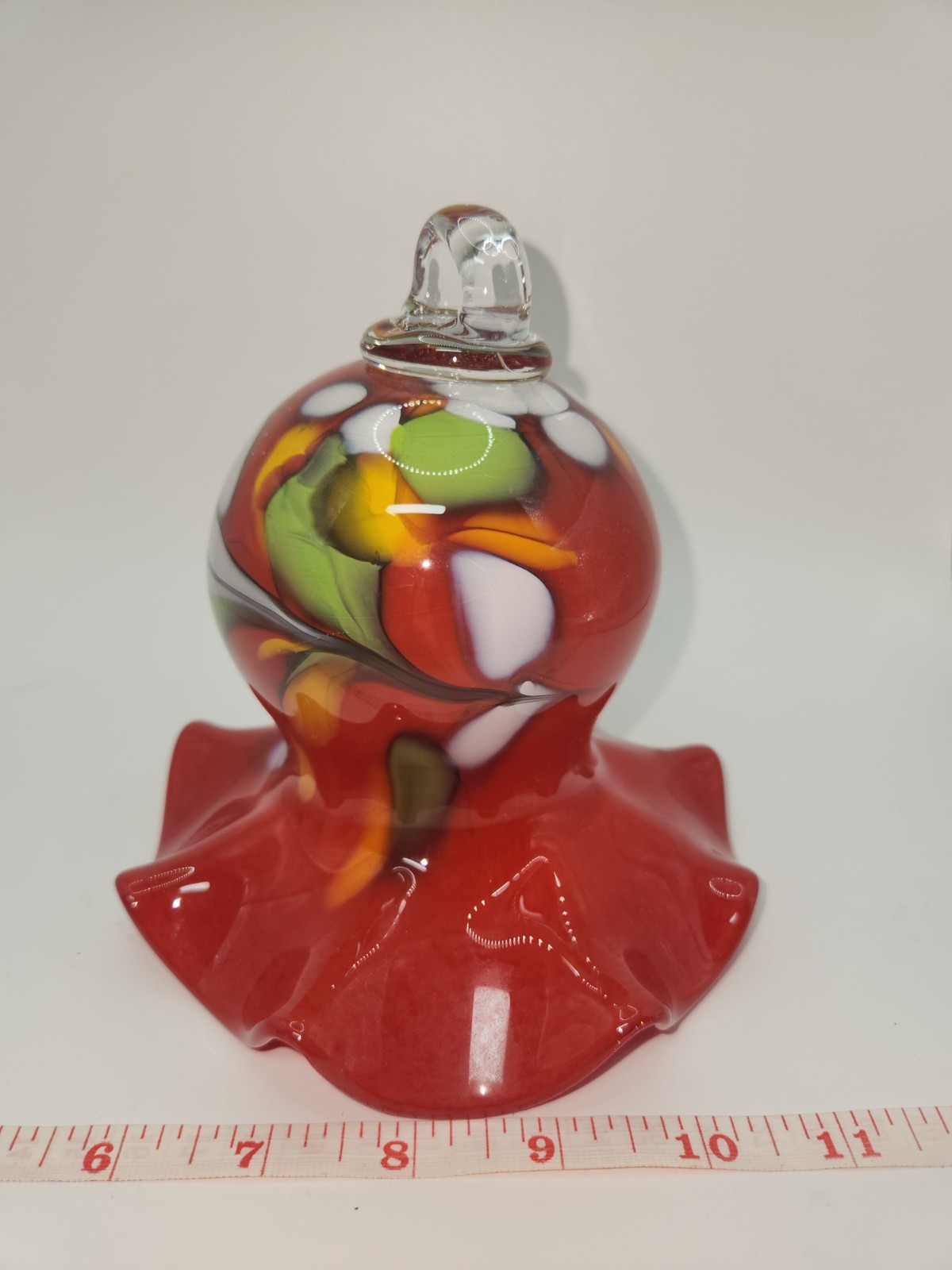 Garden Flower Trumpet Flower Hanging Garden Glass Hand Blown Colorful 7 inches