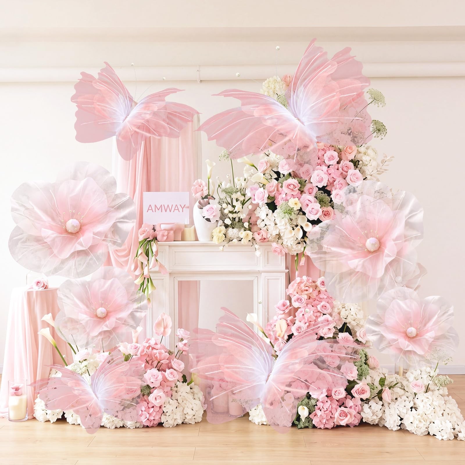 8 Pcs Large Butterfly Flower Decorations 20 Inch 12 Inch 3D Giant Silk Butter…