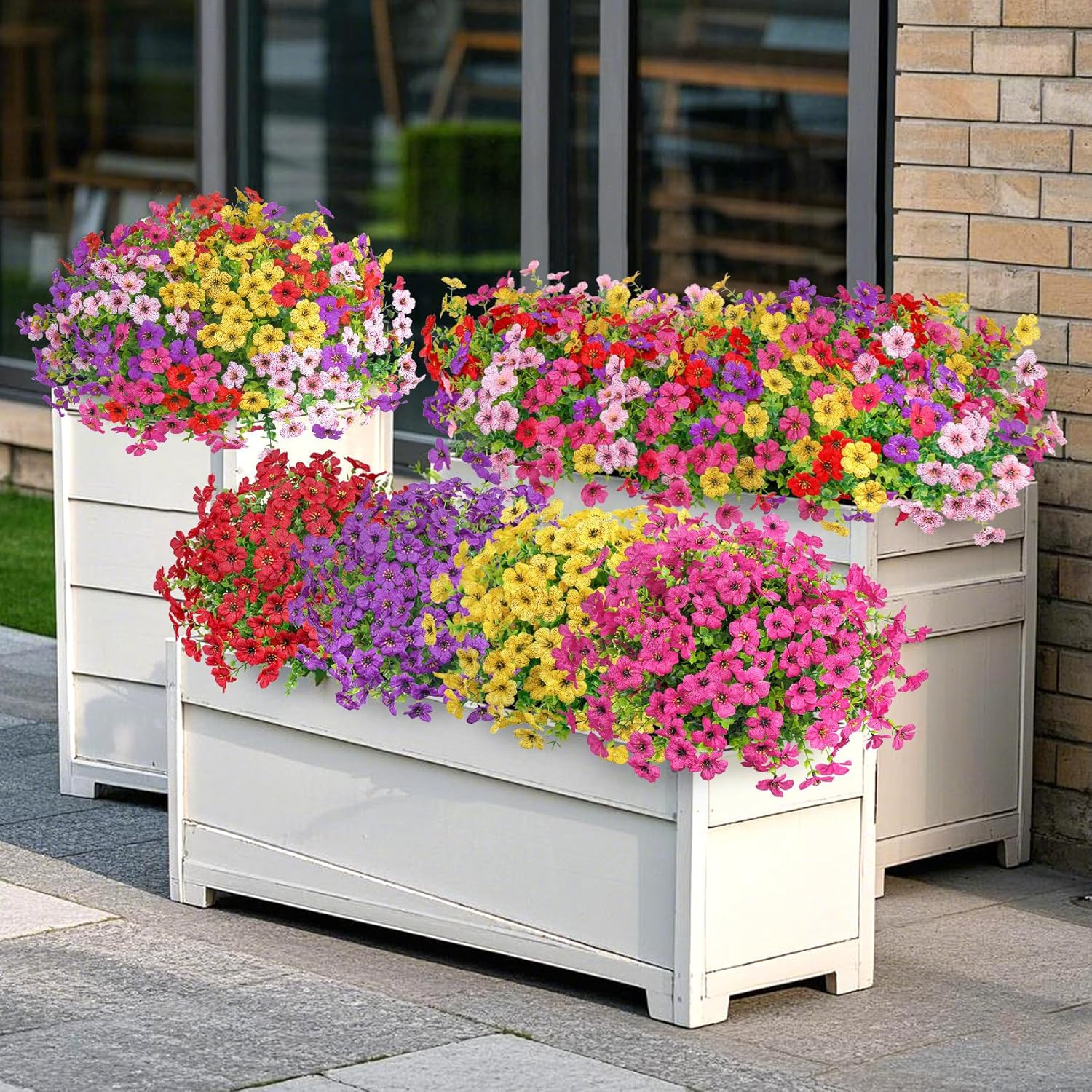 20 Bundles Artificial Flowers for Outdoors Decoration Fake Silk Flowers