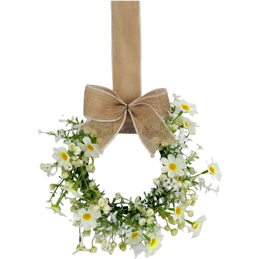 Floral Garland Wreath 23cm Plastic Spring Style for Office Home Door Decor
