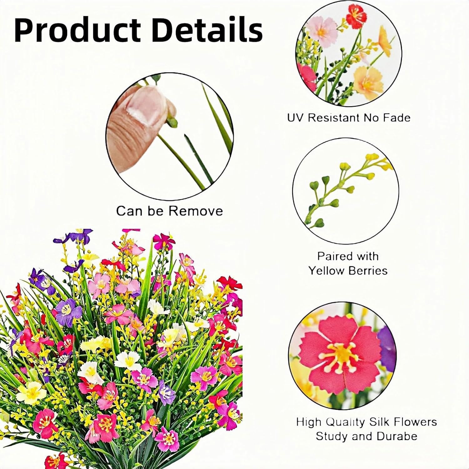 UV-Resistant Artificial Flowers Mix Colors Fake Daisy Plastic Flowers Outdoor
