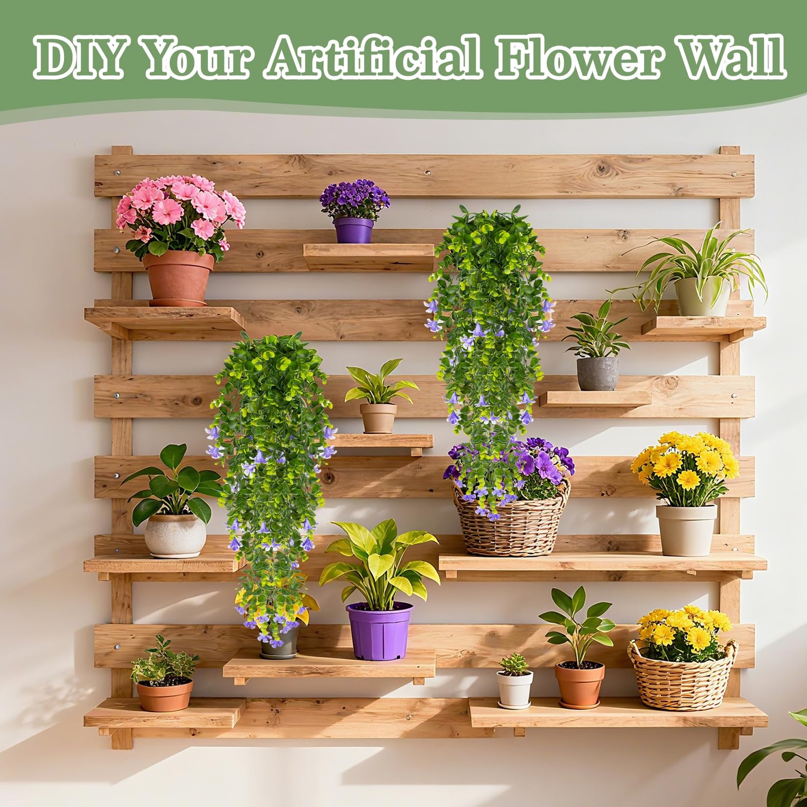 Artificial Hanging Flowers Outdoor – Morning Glory Eucalyptus Vine