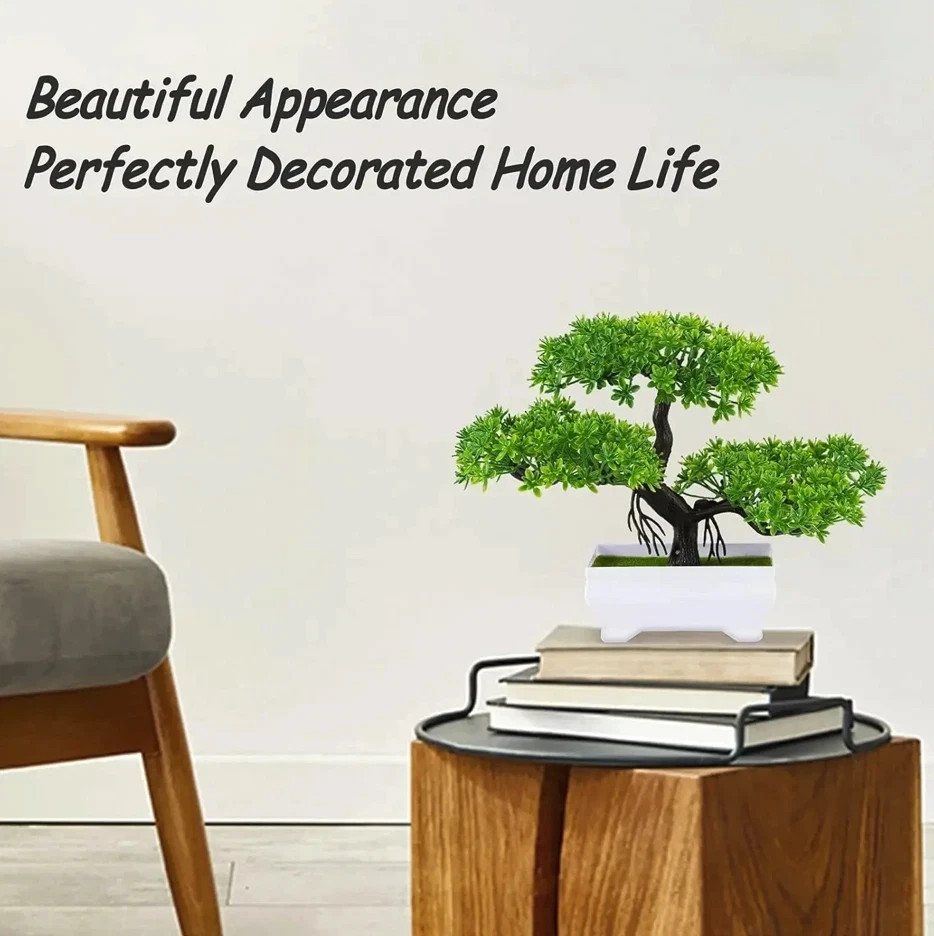 1pc Artificial Bonsai Plant Fake Flower Tree Potted Table Decor