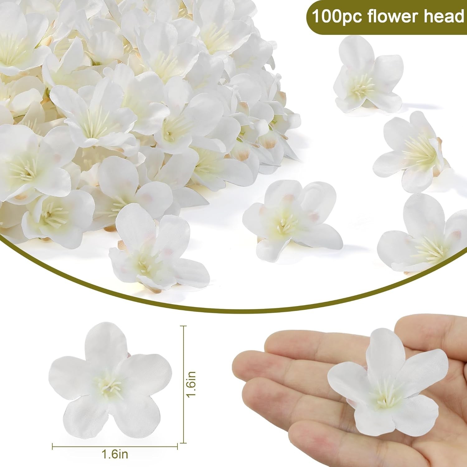 100 Pcs Mini White Cherry Blossom Head Artificial Small Cherry Blossom Head Fake