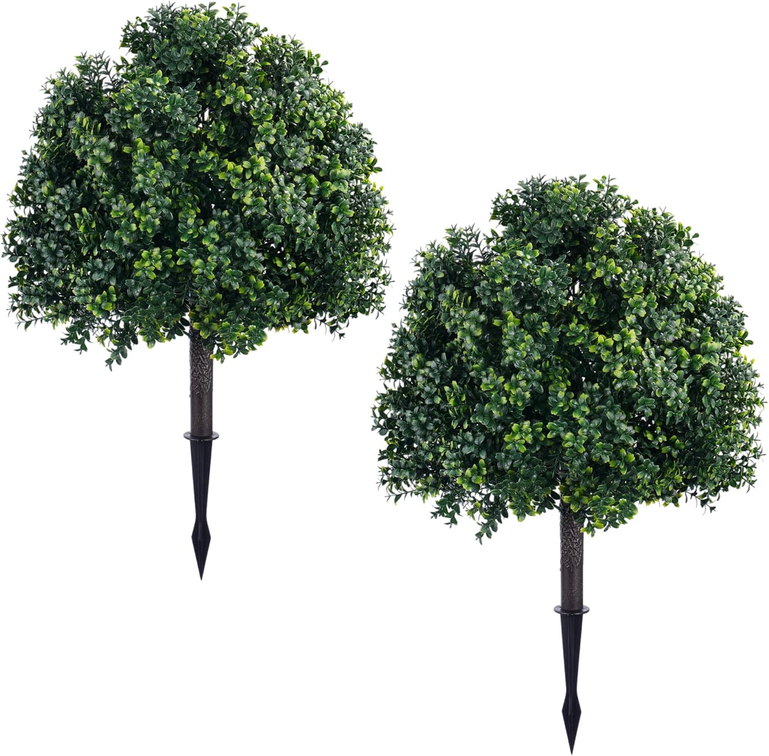 27.6″ UV Resistant Boxwood Topiary – 2 Pack Outdoor Faux Greenery Bushes