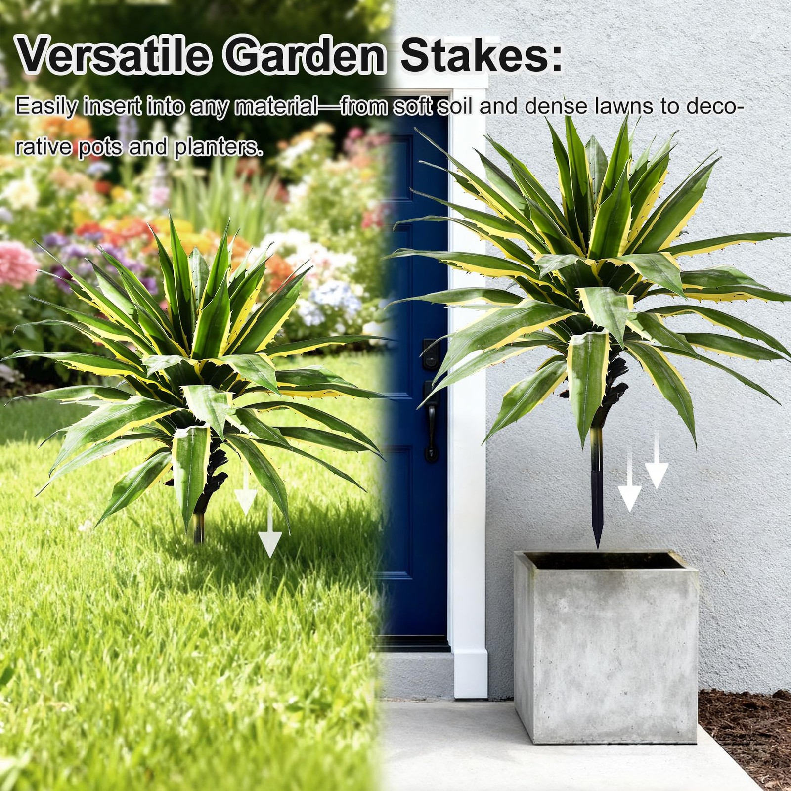 Artificial Agave Plant Fake Agave Planters for Indoor Outdoor Faux Agave Plan…