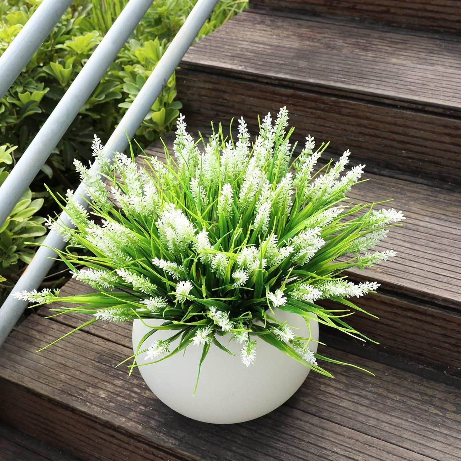 16-Pack UV Resistant Realistic Lavender & Monkey Grass for Elegant Outdoor Decor
