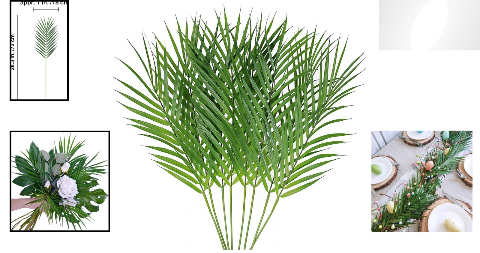 Realistic Faux Tropical Palm Stems – 8 Pcs for Floral Arrangements & Events
