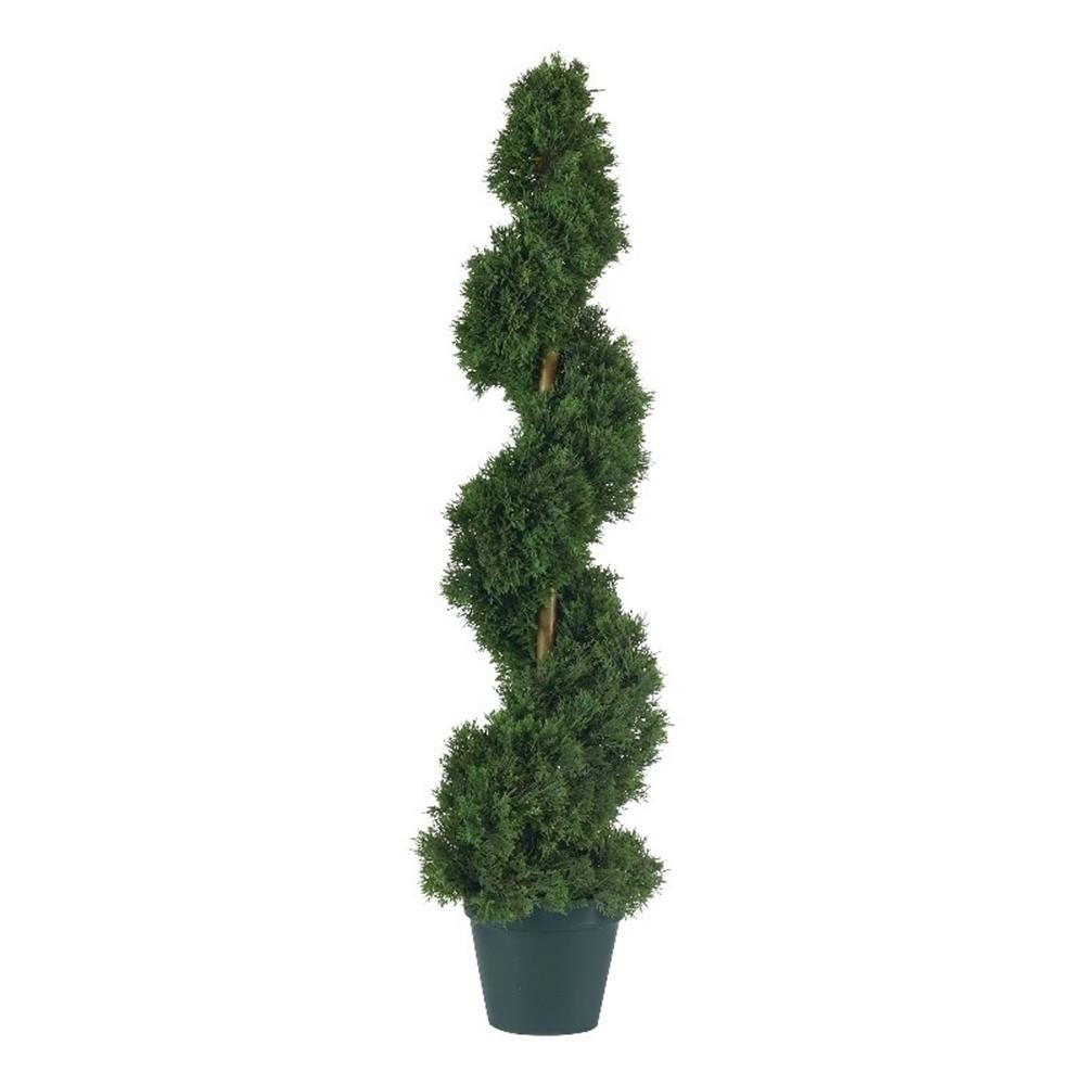 Nearly Natural 3ft Cedar Spiral Silk Tree (Indoor/Outdoor) in Green