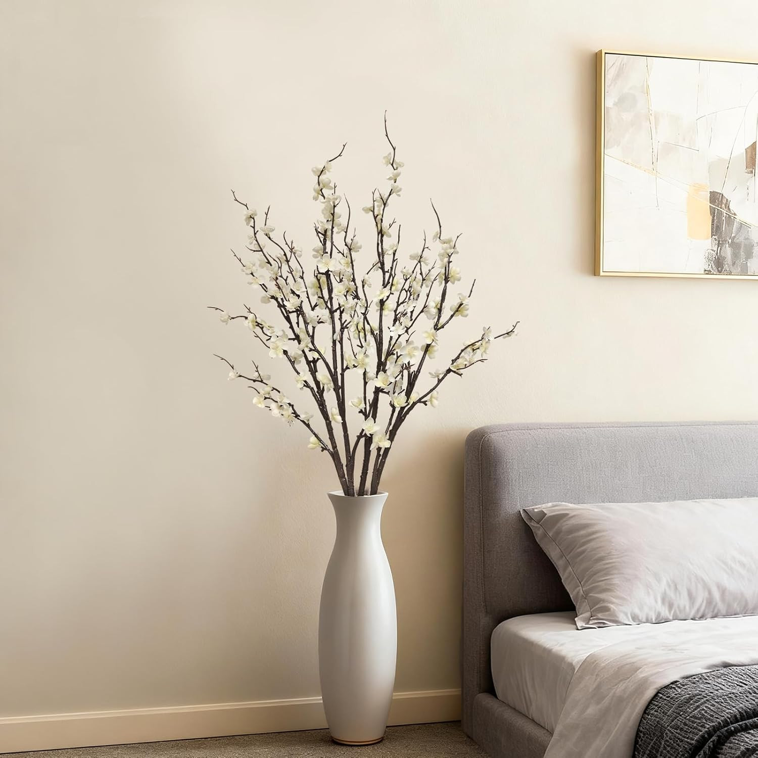 4 Pcs Cherry Blossom Branches 39 Inch White Fake Flowers Spring Decorations for