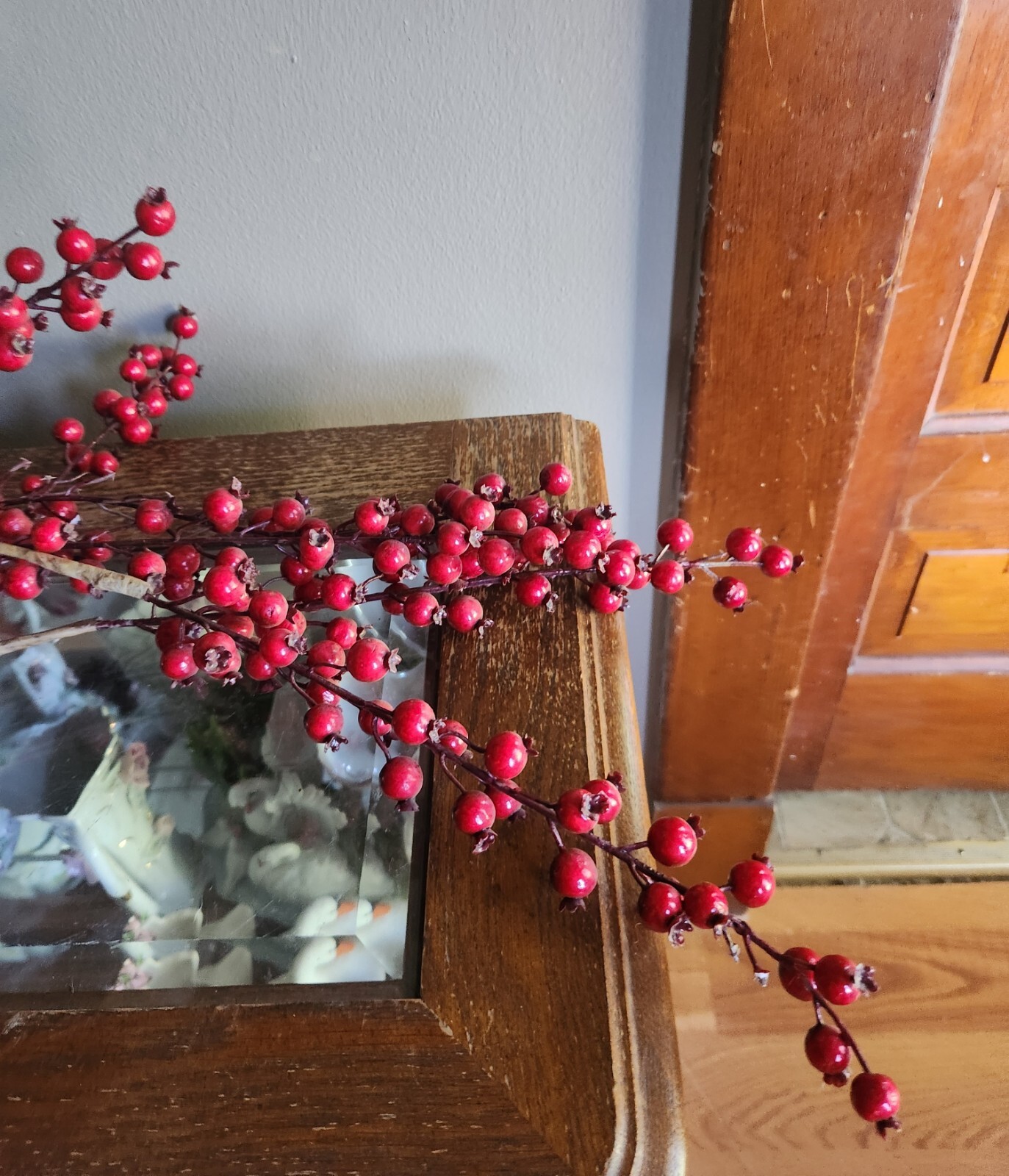 Artificial Red Berry Stem Faux Holiday Christmas Floral Branch Decor