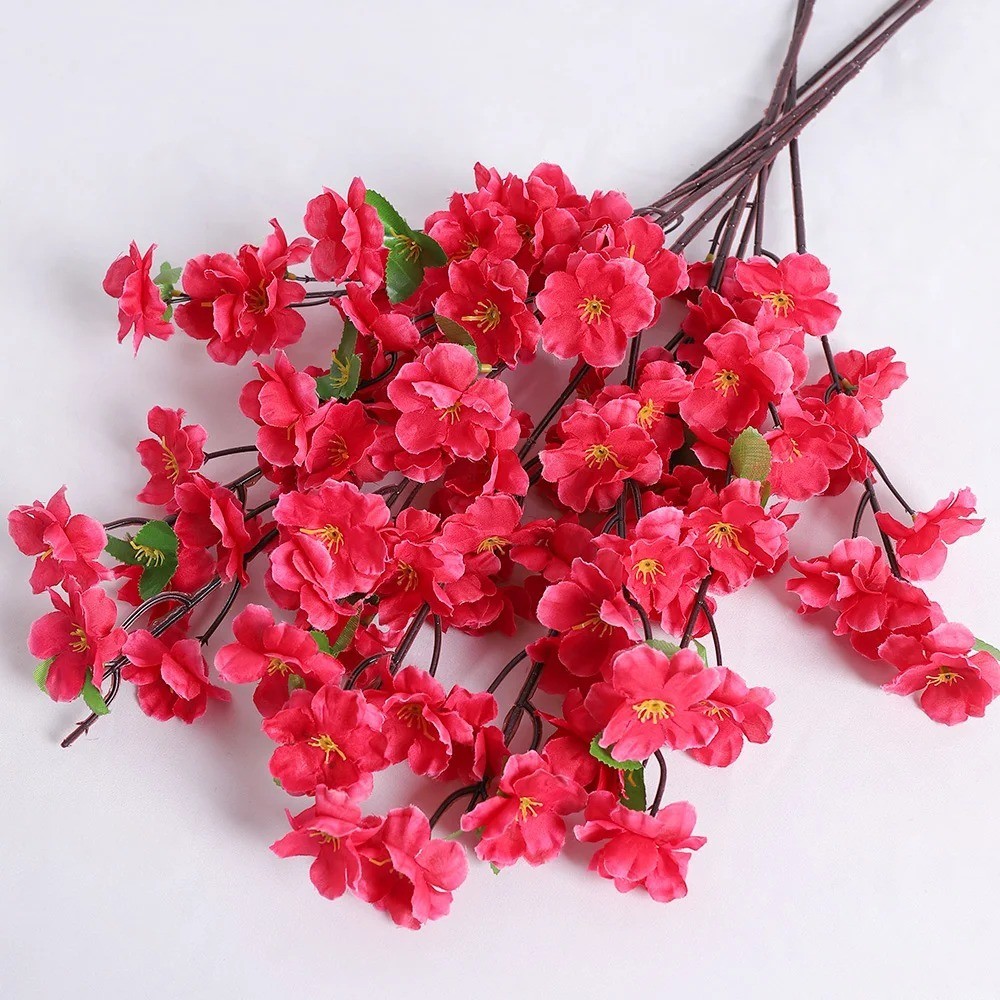 1/3Pcs Peach Blossom Artificial Flowers Silk Bouquet Home Wedding Decor