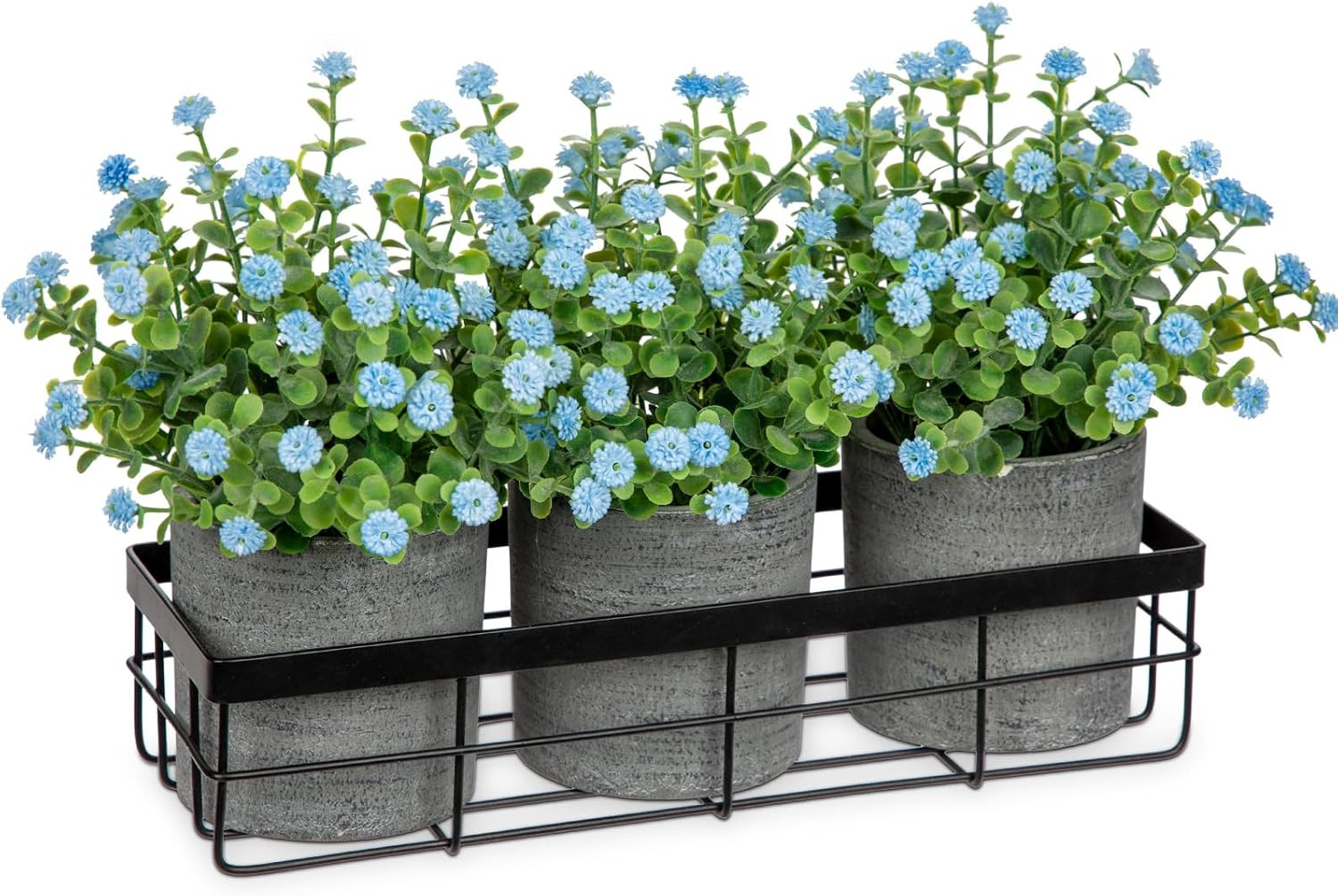 Blue Baby’s Breath Artificial Flower Arrangement for Home Decor and Centerpieces