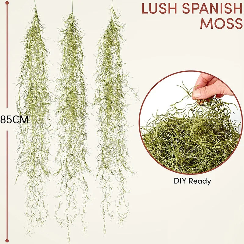 Artificial Vine Moss Green Hanging Plant Beauty Mustard Strips Wall Hanging Back
