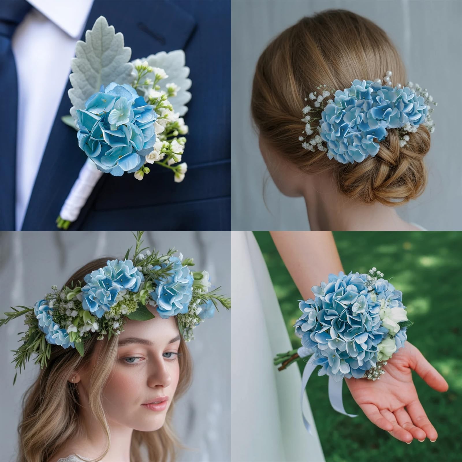 6PCS Realistic Silk Hydrangea Flowers – Premium Faux Bouquets for Home, Wedding