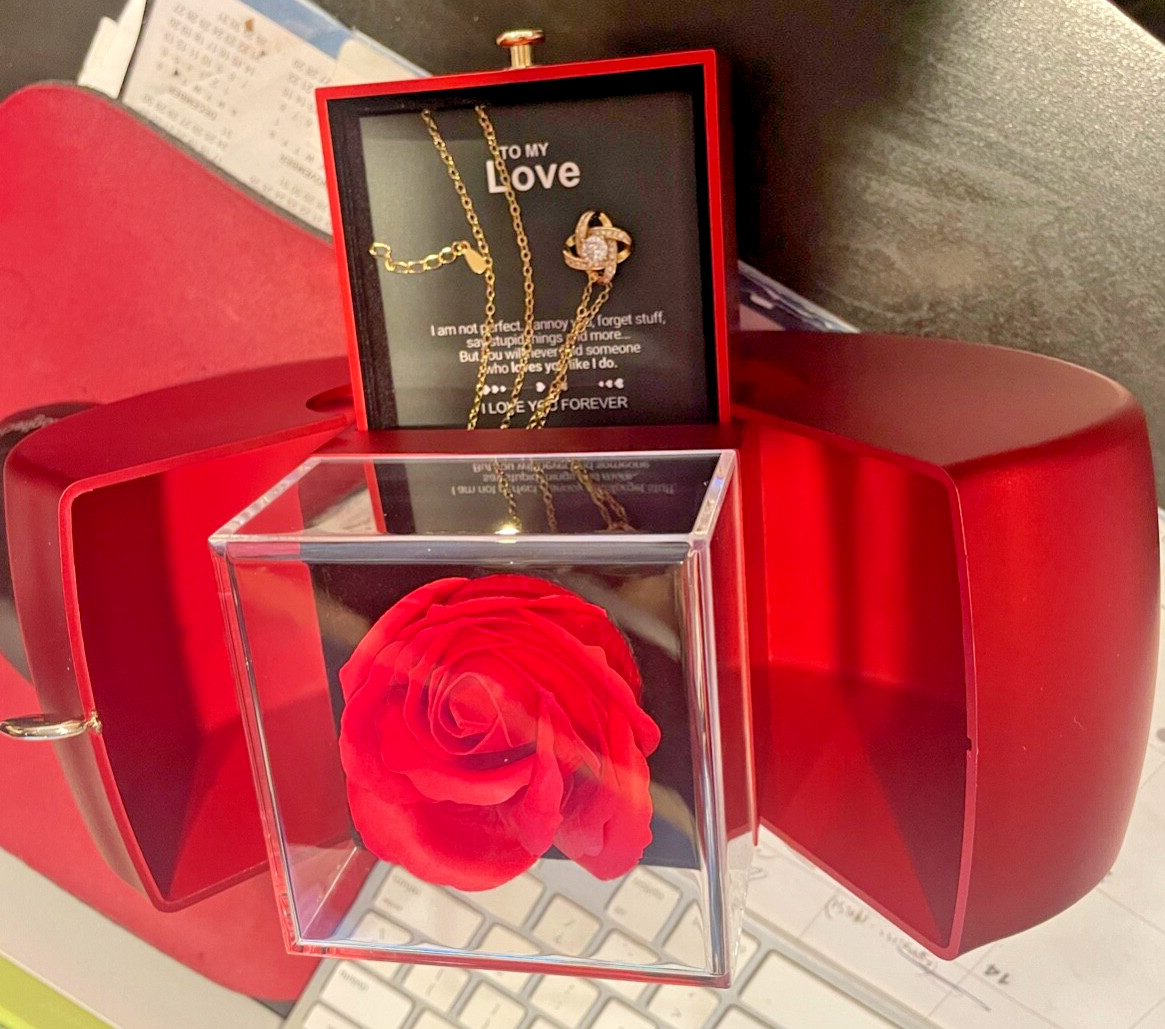 Eternal flower Preserved -Crystal Necklace Fresh Rose ,Love…