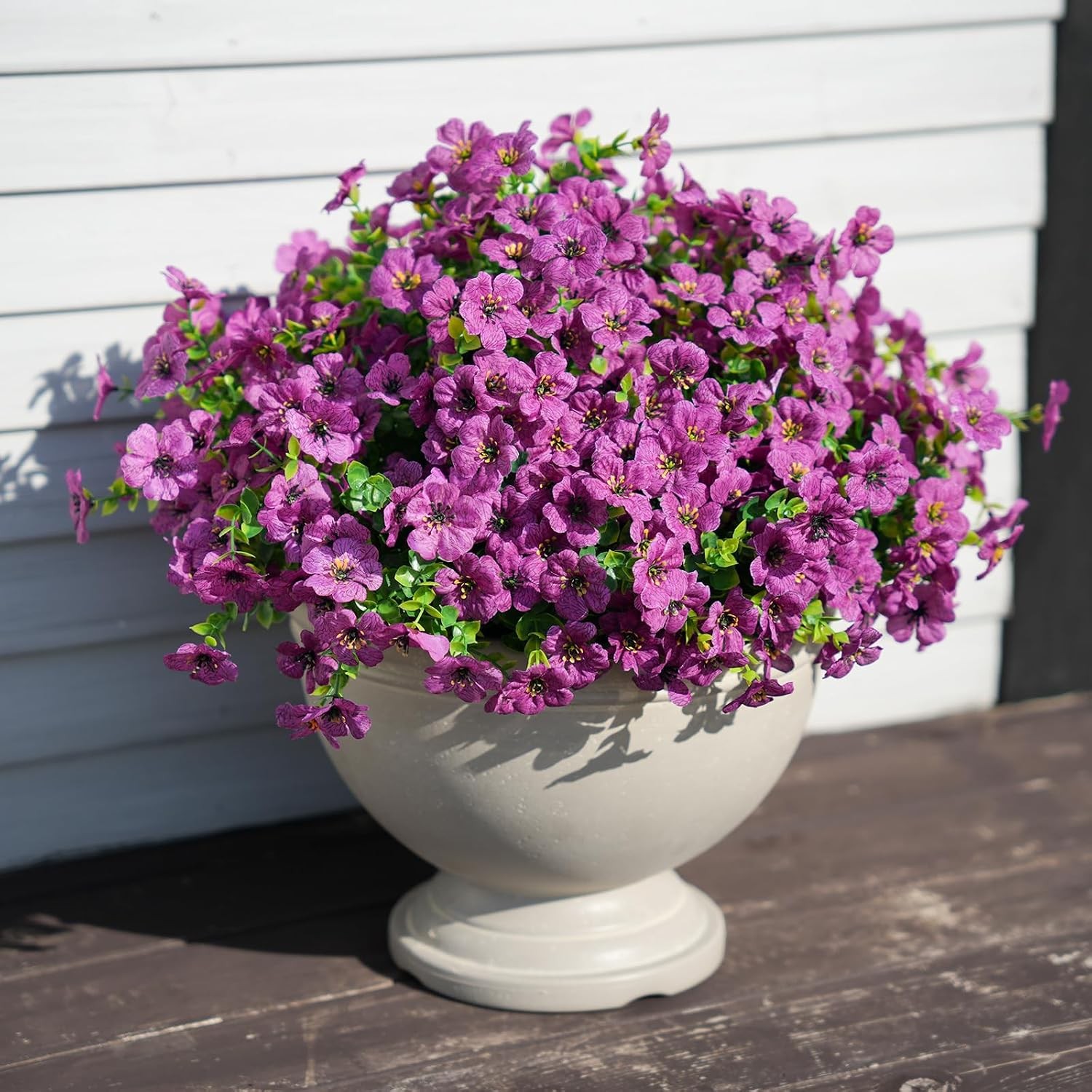 16 Bundles Artificial Flowers, Faux Daisy Eucalyptus Outdoor Patio Decor