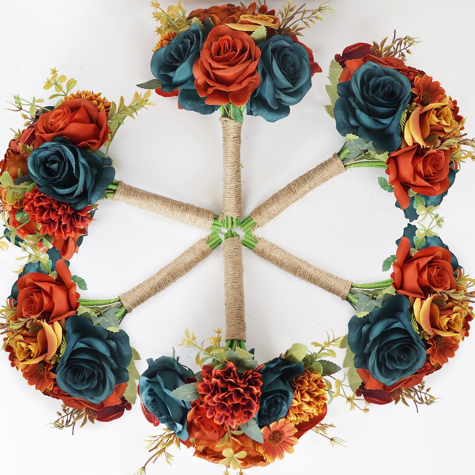 Set of 6 Bridesmaids Bouquets for Wedding – 7 inch Artificial Flower Bridesma…